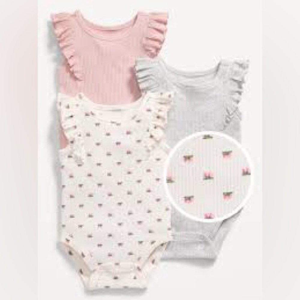 Sleeveless Ruffle-Trim Bodysuit 3-Pack for Baby